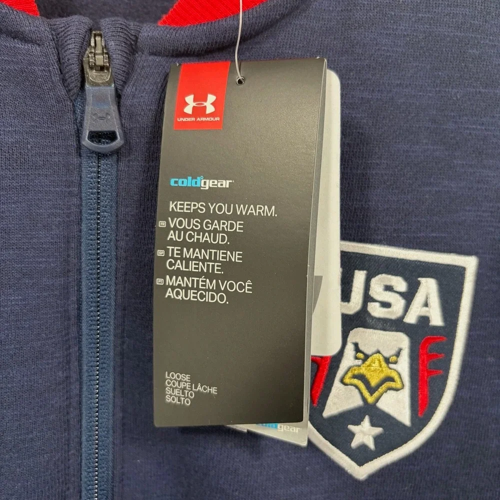 Under Armour Boys' Stars & Stripes Bomber Track Jacket Youth Large Navy Red